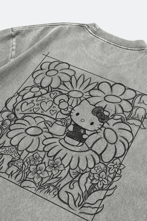 GROCERY | HELLO KITTY LOVE GARDEN WASHED GRAPHIC TEE/ WASHED GREY - GROGROCERY