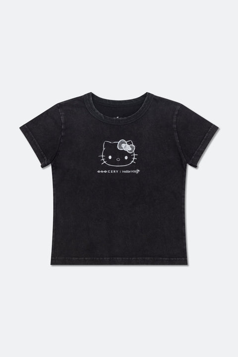 GROCERY | HELLO KITTY SKETCH KITTY WASHED BABY TEE/ WASHED BLACK - GROGROCERY