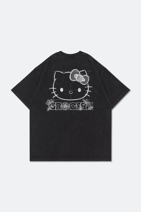 GROCERY | HELLO KITTY SKETCH KITTY WASHED GRAPHIC TEE/ WASHED BLACK - GROGROCERY