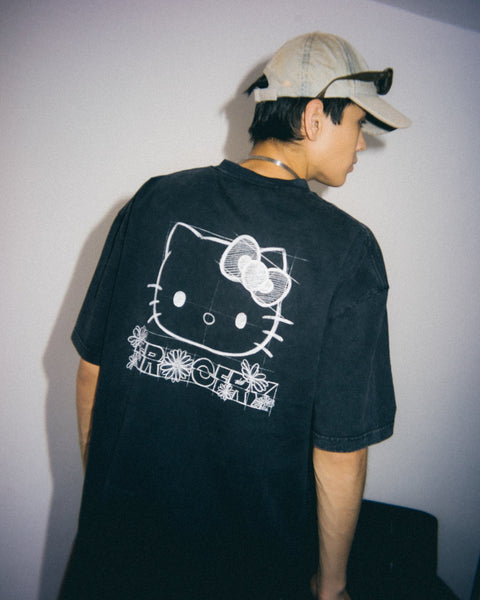 GROCERY | HELLO KITTY SKETCH KITTY WASHED GRAPHIC TEE/ WASHED BLACK - GROGROCERY