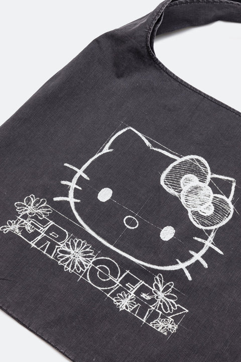 GROCERY | HELLO KITTY WASHED TOTE BAG/ WASHED CHARCOAL - GROGROCERY