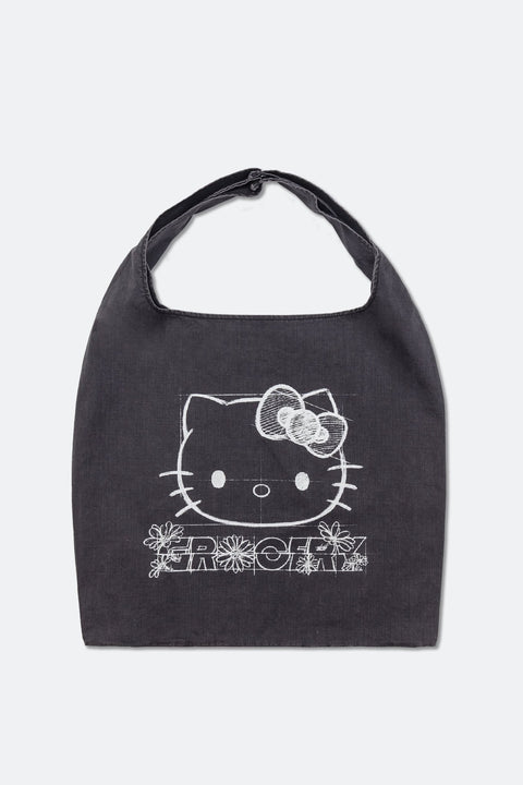 GROCERY | HELLO KITTY WASHED TOTE BAG/ WASHED CHARCOAL - GROGROCERY