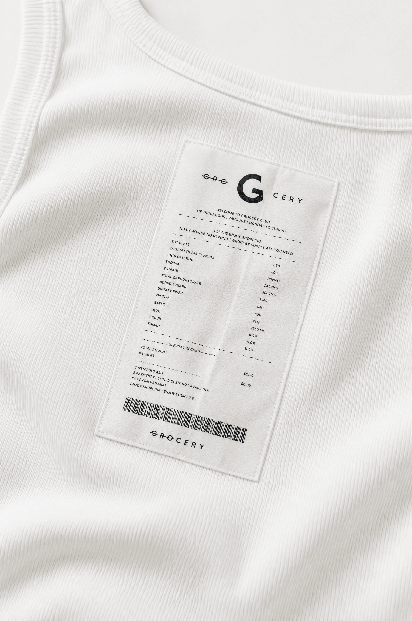 GROCERY INVOICE TANK TOP/ WHITE - GROGROCERY