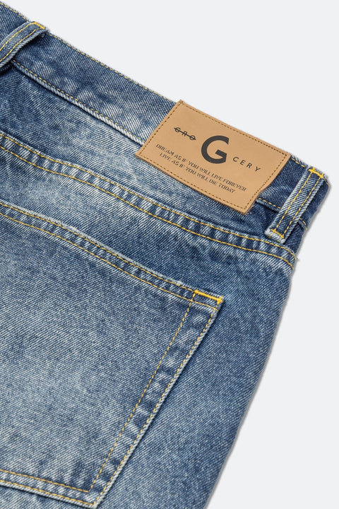 GROCERY JN - 002 DISTRESSED WASHED DENIM JEANS/ BLUE - GROGROCERY