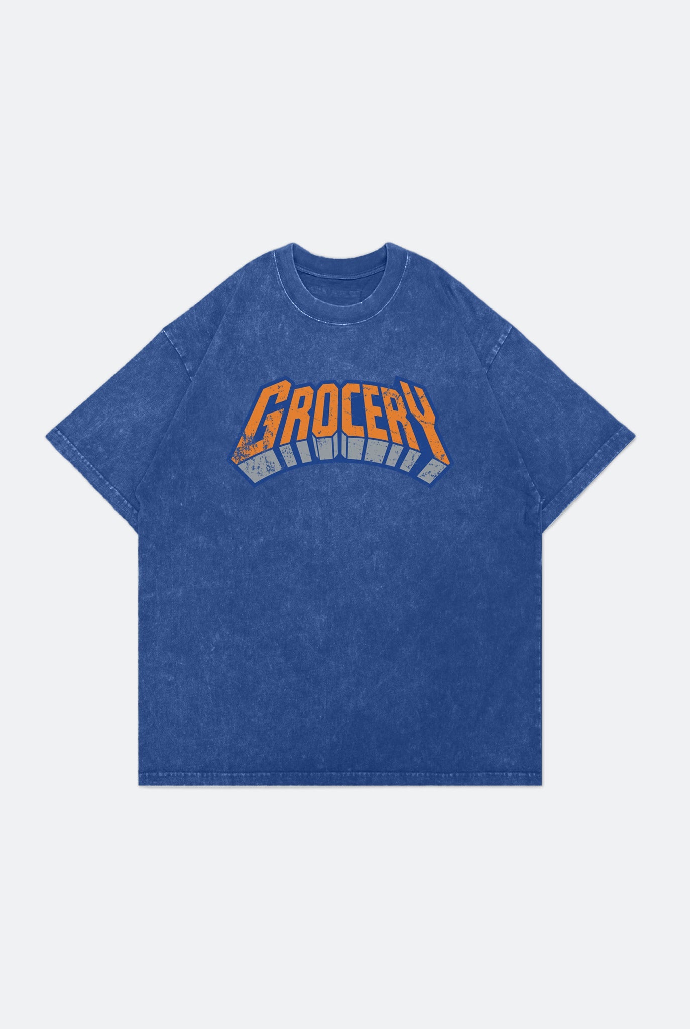 GROCERY KING OF NY WASHED GRAPHIC TEE BY ADAM LISTER/ BLUE - GROGROCERY