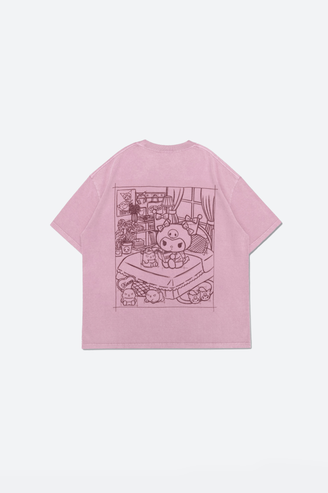 GROCERY | KUROMI KIDS MY BEDROOM WASHED GRAPHIC TEE/ WASHED MAUVE PINK - GROGROCERY