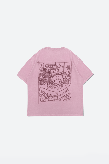 GROCERY | KUROMI KIDS MY BEDROOM WASHED GRAPHIC TEE/ WASHED MAUVE PINK - GROGROCERY