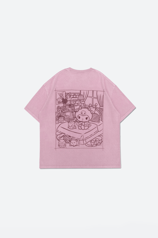 GROCERY | KUROMI KIDS MY BEDROOM WASHED GRAPHIC TEE/ WASHED MAUVE PINK - GROGROCERY