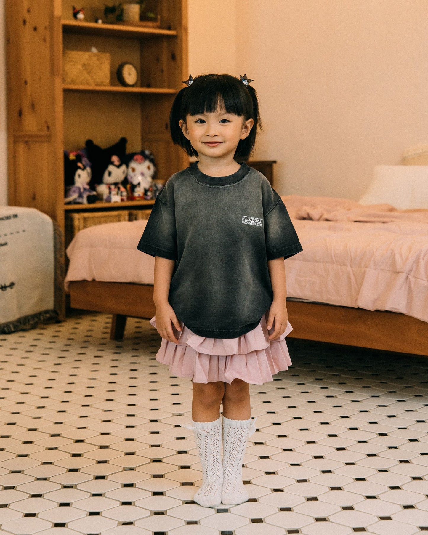 GROCERY | KUROMI KIDS SKETCH KUROMI WASHED GRAPHIC TEE/ FADED BLACK - GROGROCERY