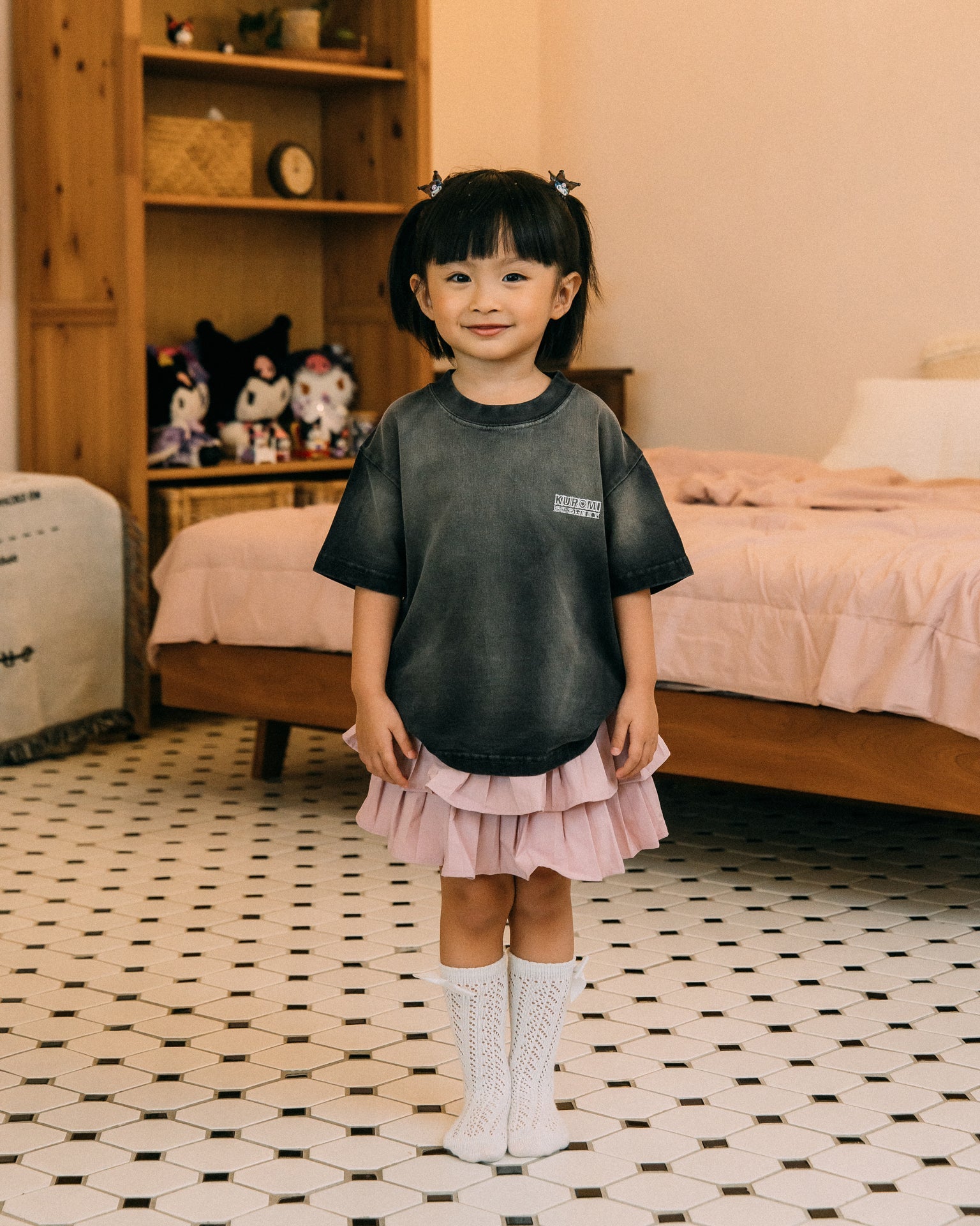 GROCERY | KUROMI KIDS SKETCH KUROMI WASHED GRAPHIC TEE/ FADED BLACK - GROGROCERY