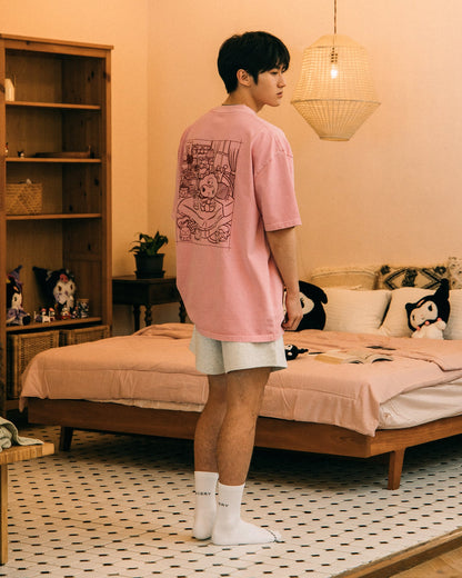 GROCERY | KUROMI MY BEDROOM WASHED GRAPHIC TEE/ WASHED MAUVE PINK - GROGROCERY