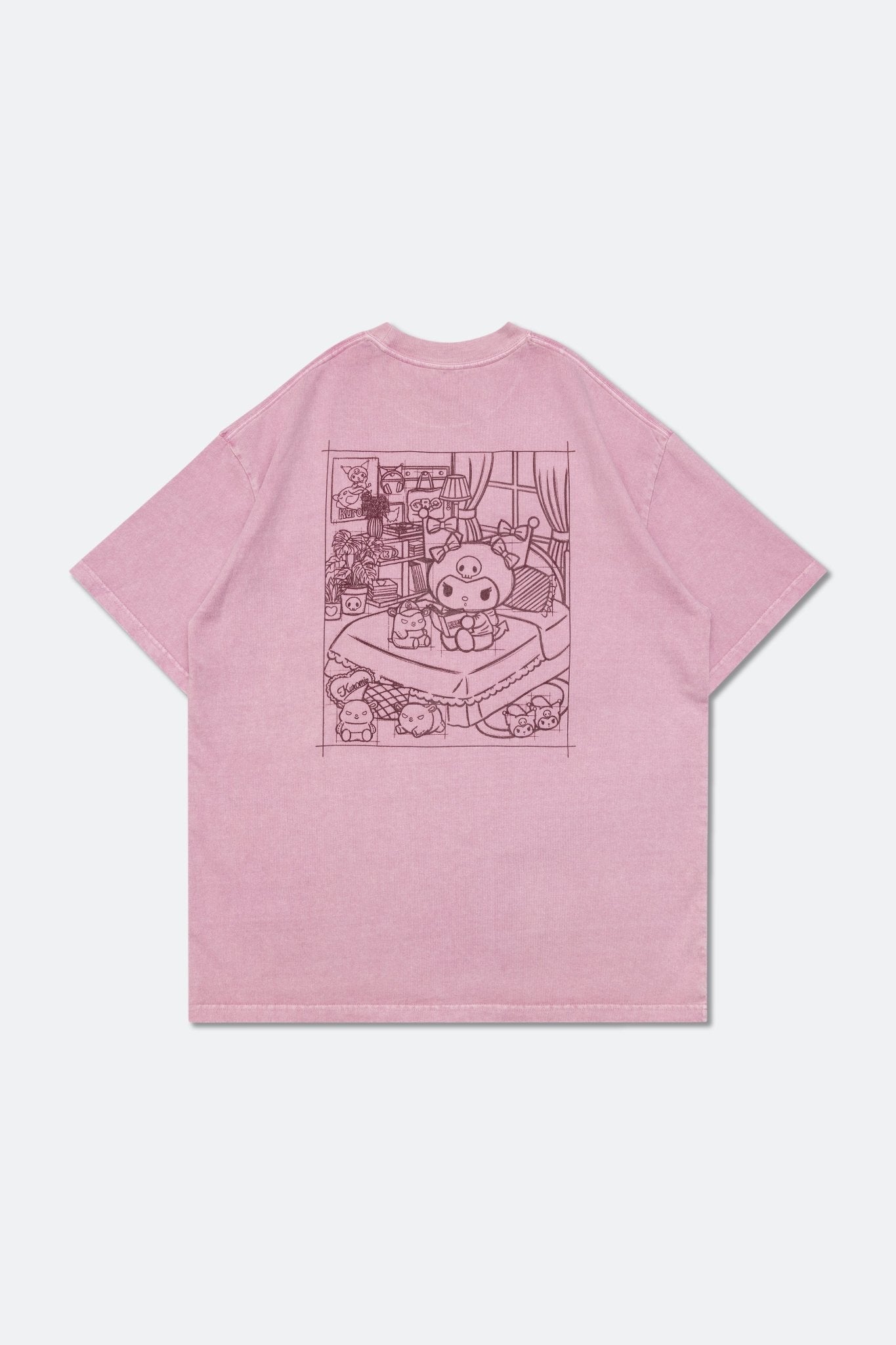 GROCERY | KUROMI MY BEDROOM WASHED GRAPHIC TEE/ WASHED MAUVE PINK - GROGROCERY