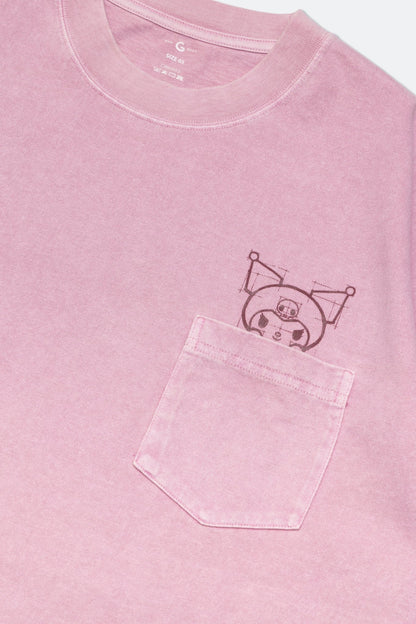 GROCERY | KUROMI MY BEDROOM WASHED GRAPHIC TEE/ WASHED MAUVE PINK - GROGROCERY