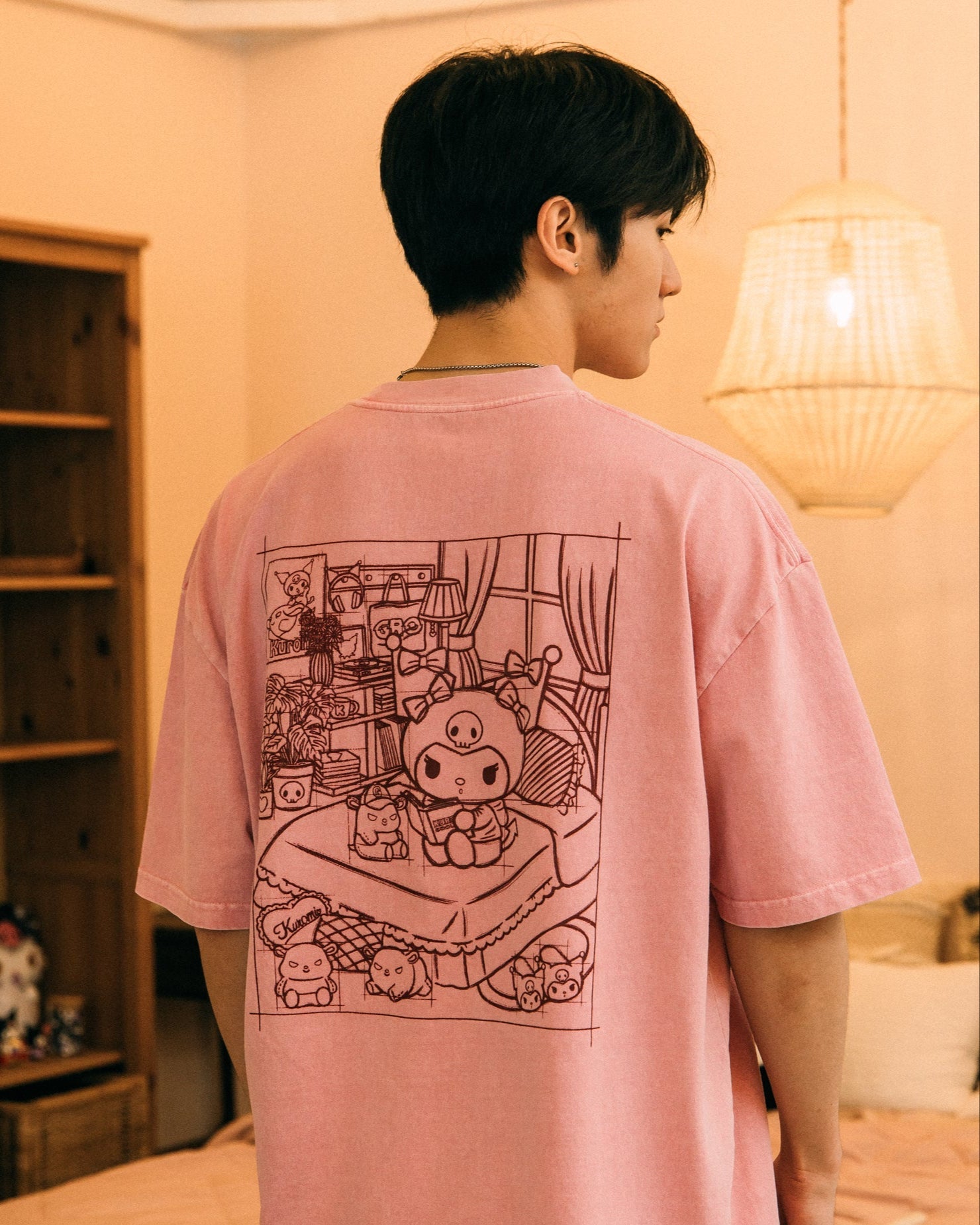 GROCERY | KUROMI MY BEDROOM WASHED GRAPHIC TEE/ WASHED MAUVE PINK - GROGROCERY