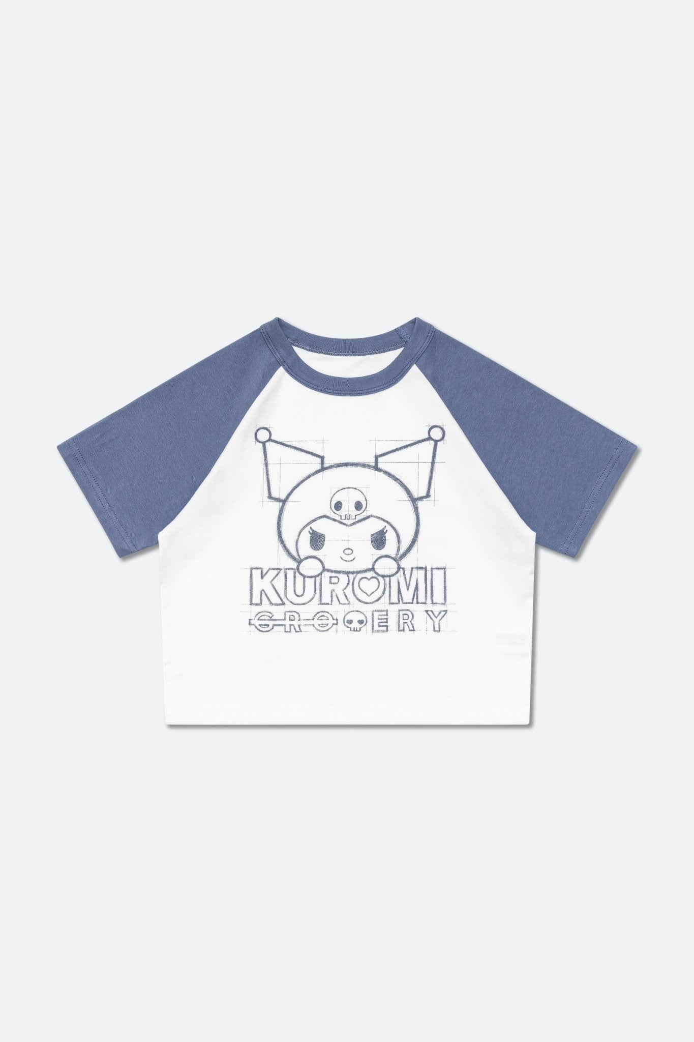 GROCERY | KUROMI RAGLAN BABY TEE/ WHITE & PURPLE - GROGROCERY