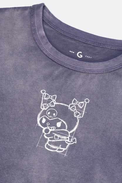 GROCERY | KUROMI REVERSE WASHED BABY TEE/ WASHED PURPLE - GROGROCERY