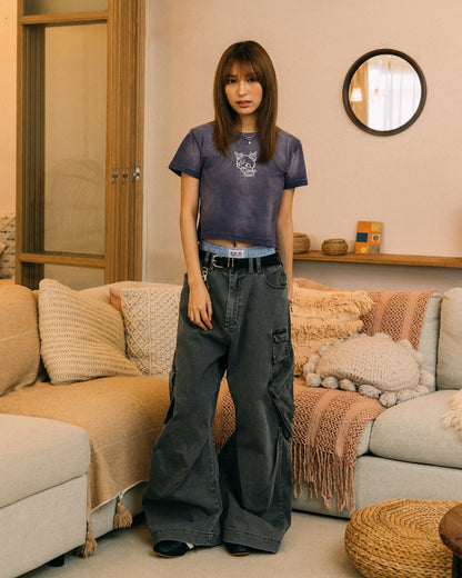 GROCERY | KUROMI REVERSE WASHED BABY TEE/ WASHED PURPLE - GROGROCERY