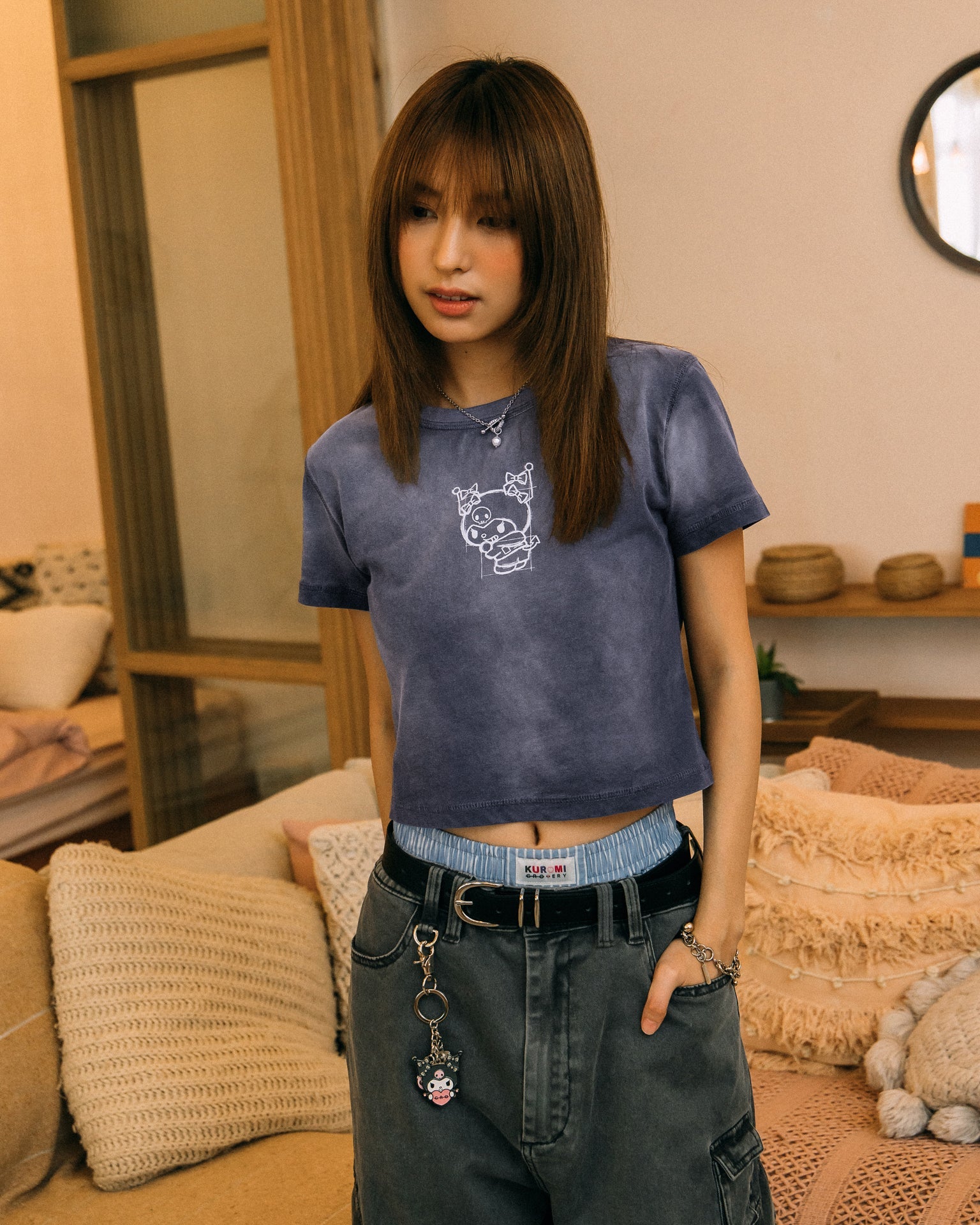 GROCERY | KUROMI REVERSE WASHED BABY TEE/ WASHED PURPLE - GROGROCERY