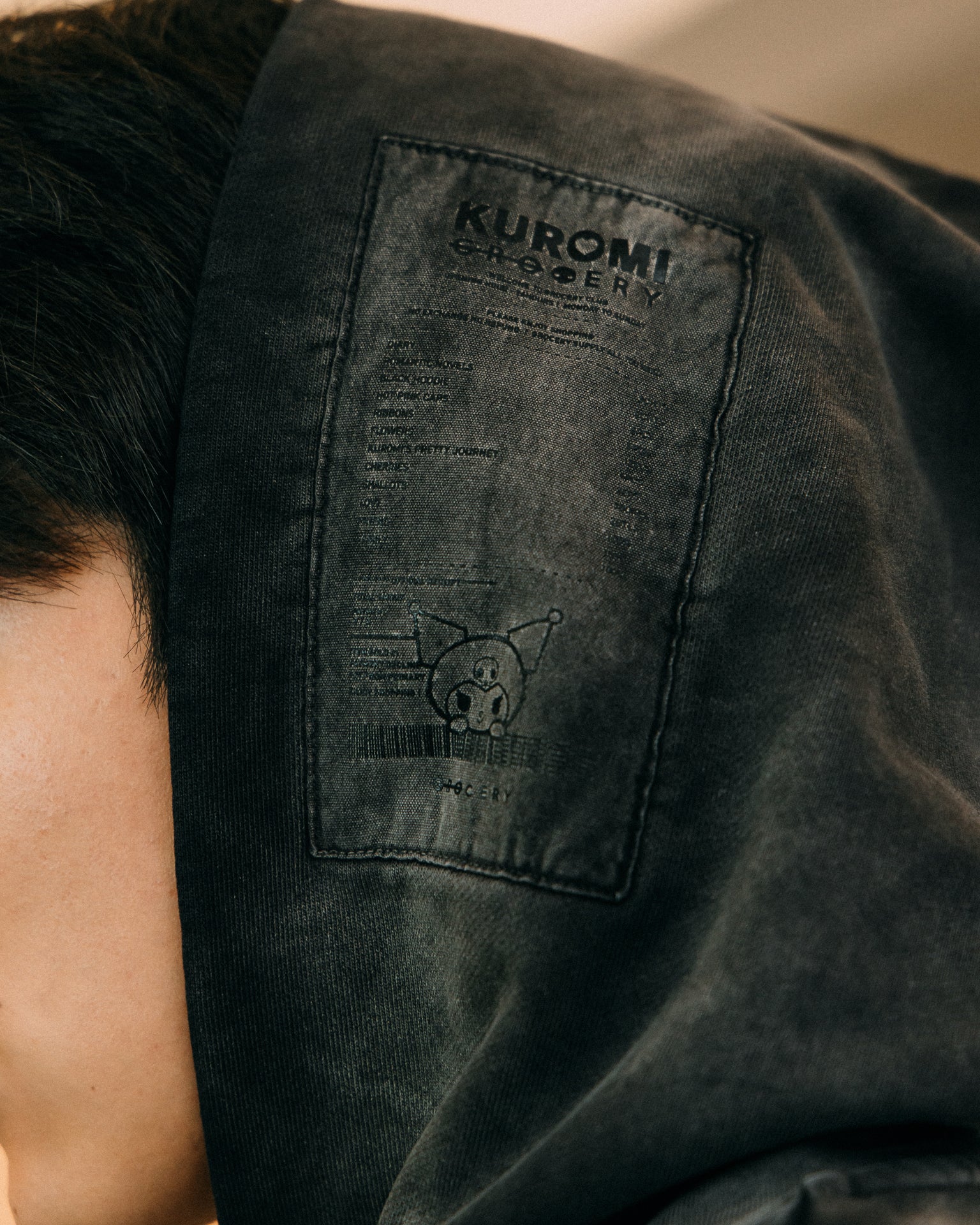 GROCERY | KUROMI SKETCH KUROMI WASHED GRAPHIC HOODIE/ WASHED BLACK - GROGROCERY