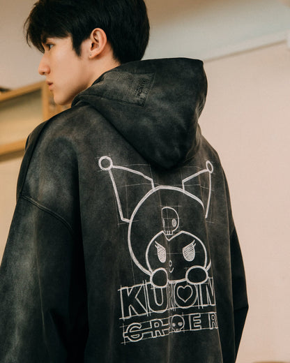 GROCERY | KUROMI SKETCH KUROMI WASHED GRAPHIC HOODIE/ WASHED BLACK - GROGROCERY
