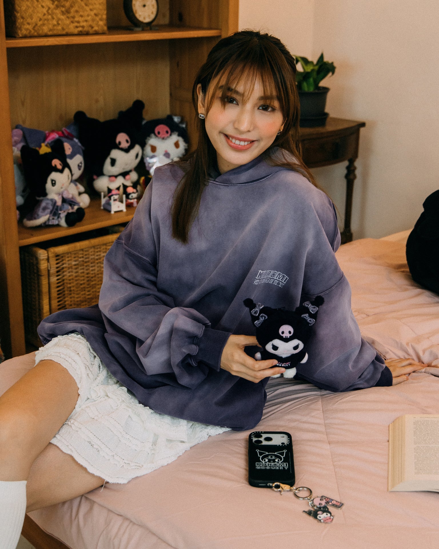 GROCERY | KUROMI SKETCH KUROMI WASHED GRAPHIC HOODIE/ WASHED PURPLE - GROGROCERY