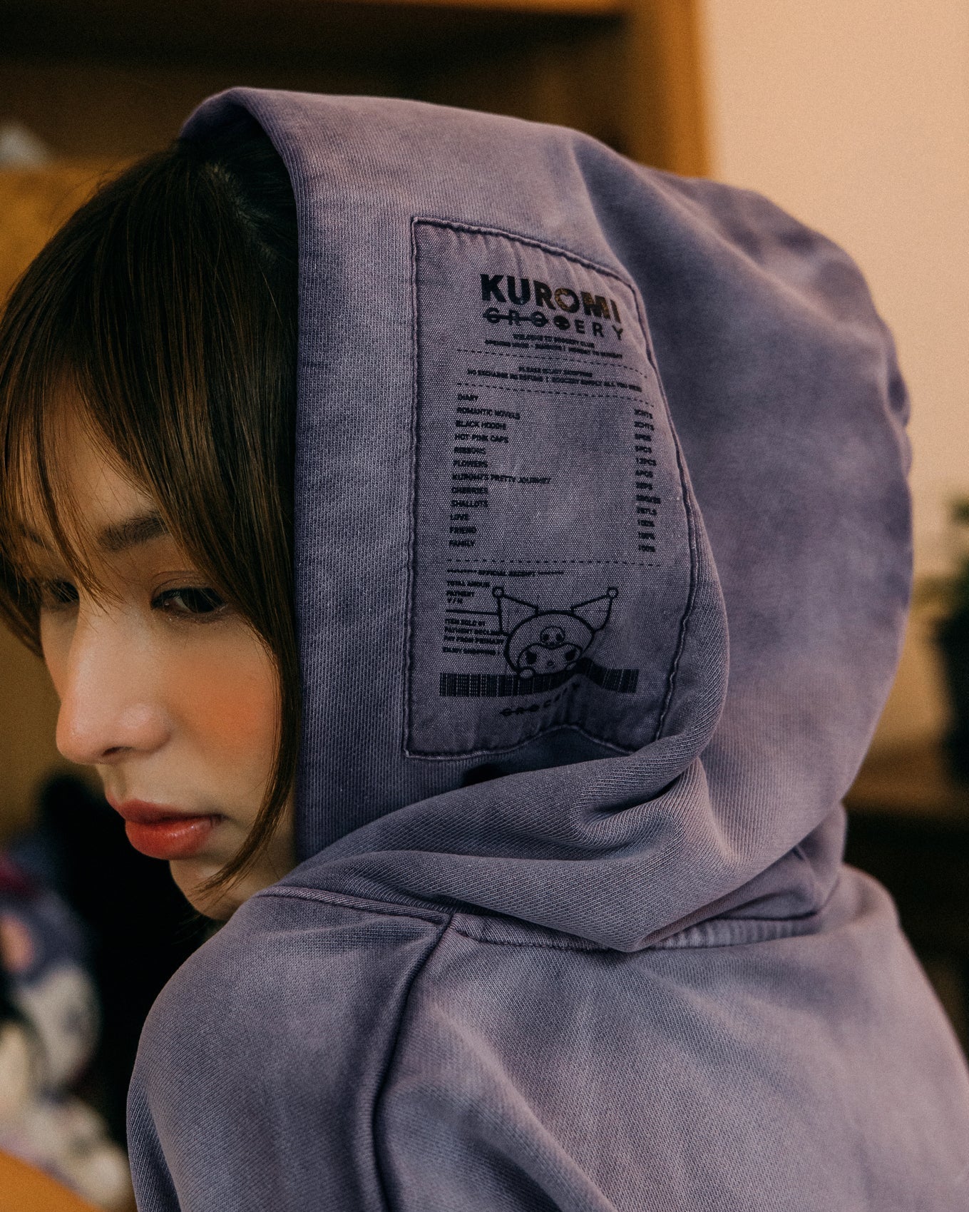 GROCERY | KUROMI SKETCH KUROMI WASHED GRAPHIC HOODIE/ WASHED PURPLE - GROGROCERY