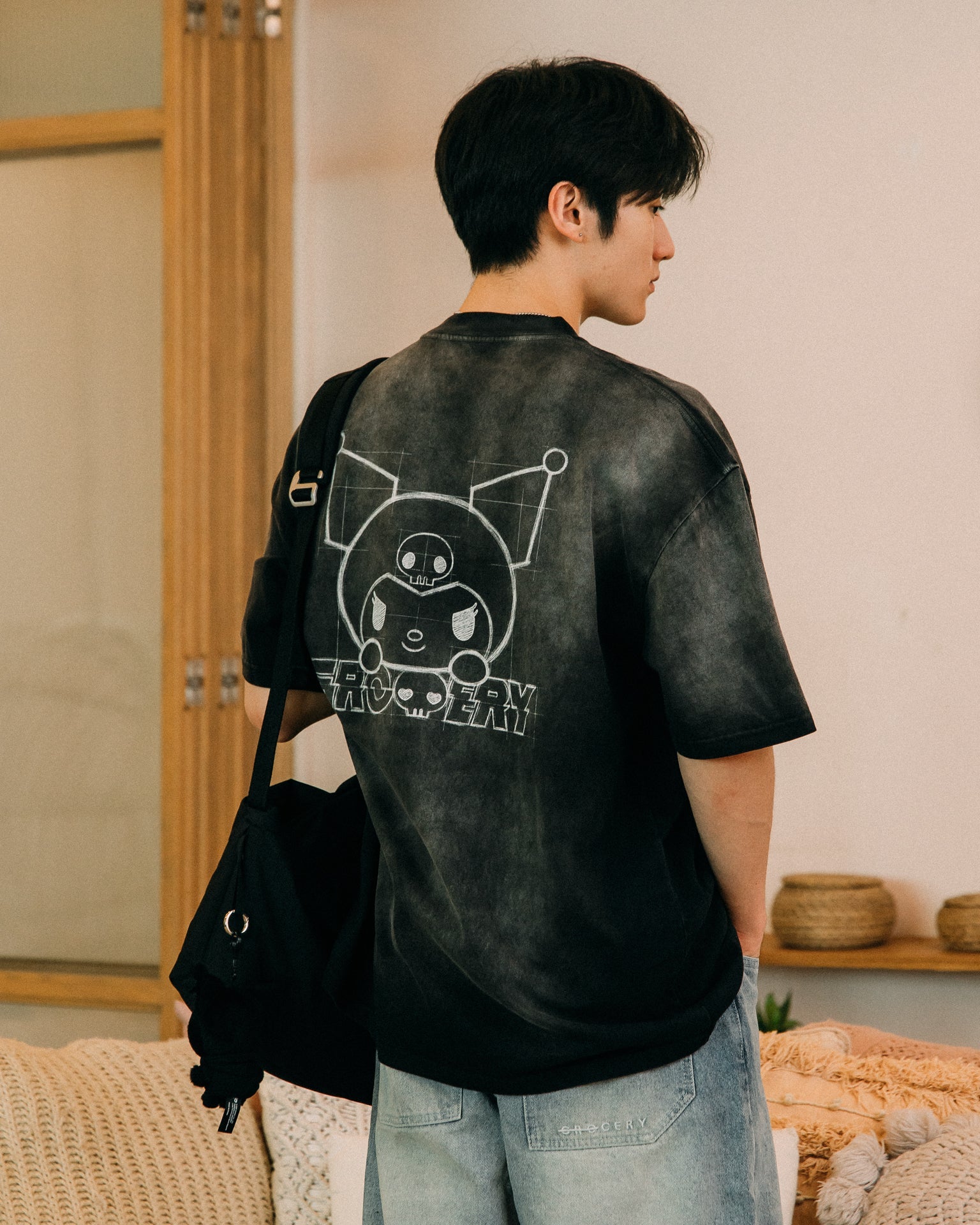 GROCERY | KUROMI SKETCH KUROMI WASHED GRAPHIC TEE/ FADED BLACK - GROGROCERY