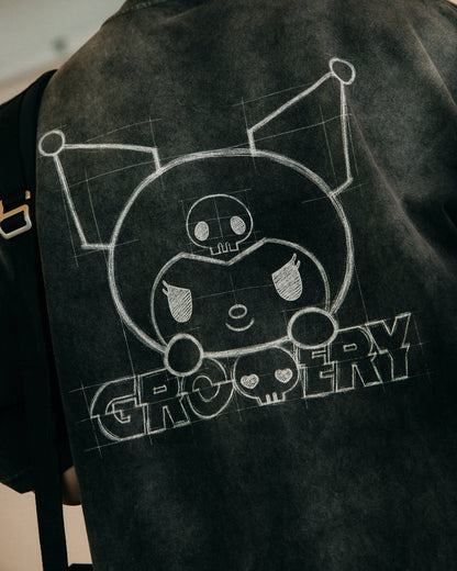 GROCERY | KUROMI SKETCH KUROMI WASHED GRAPHIC TEE/ FADED BLACK - GROGROCERY