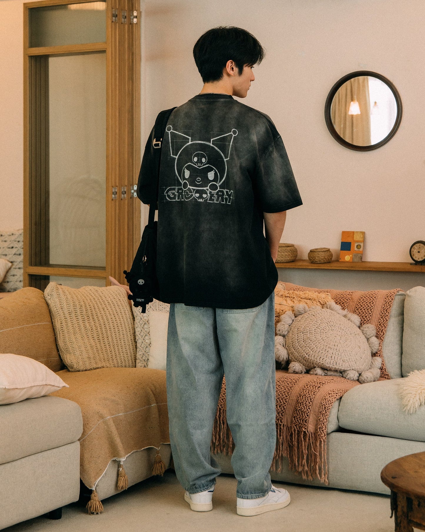 GROCERY | KUROMI SKETCH KUROMI WASHED GRAPHIC TEE/ FADED BLACK - GROGROCERY