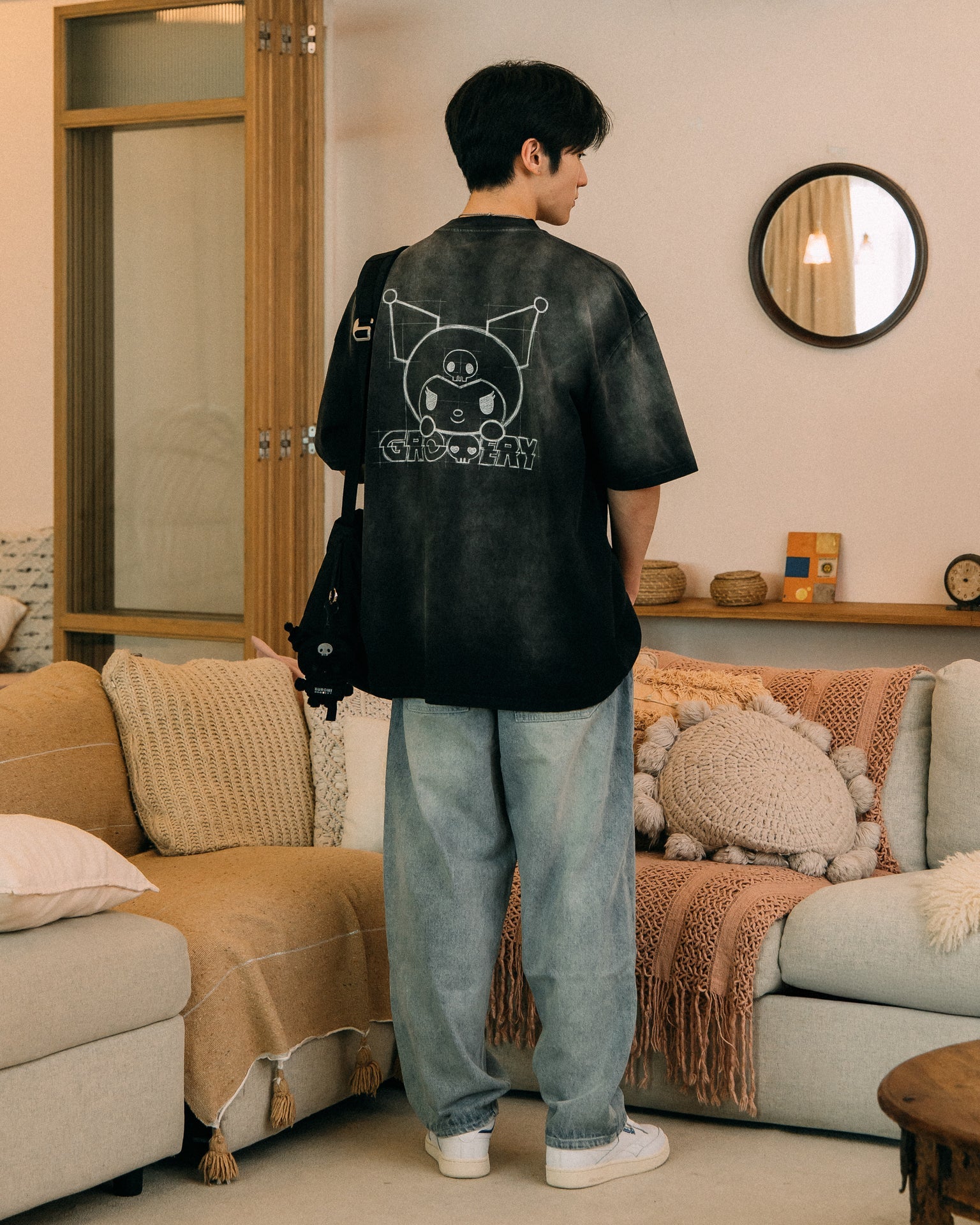 GROCERY | KUROMI SKETCH KUROMI WASHED GRAPHIC TEE/ FADED BLACK - GROGROCERY
