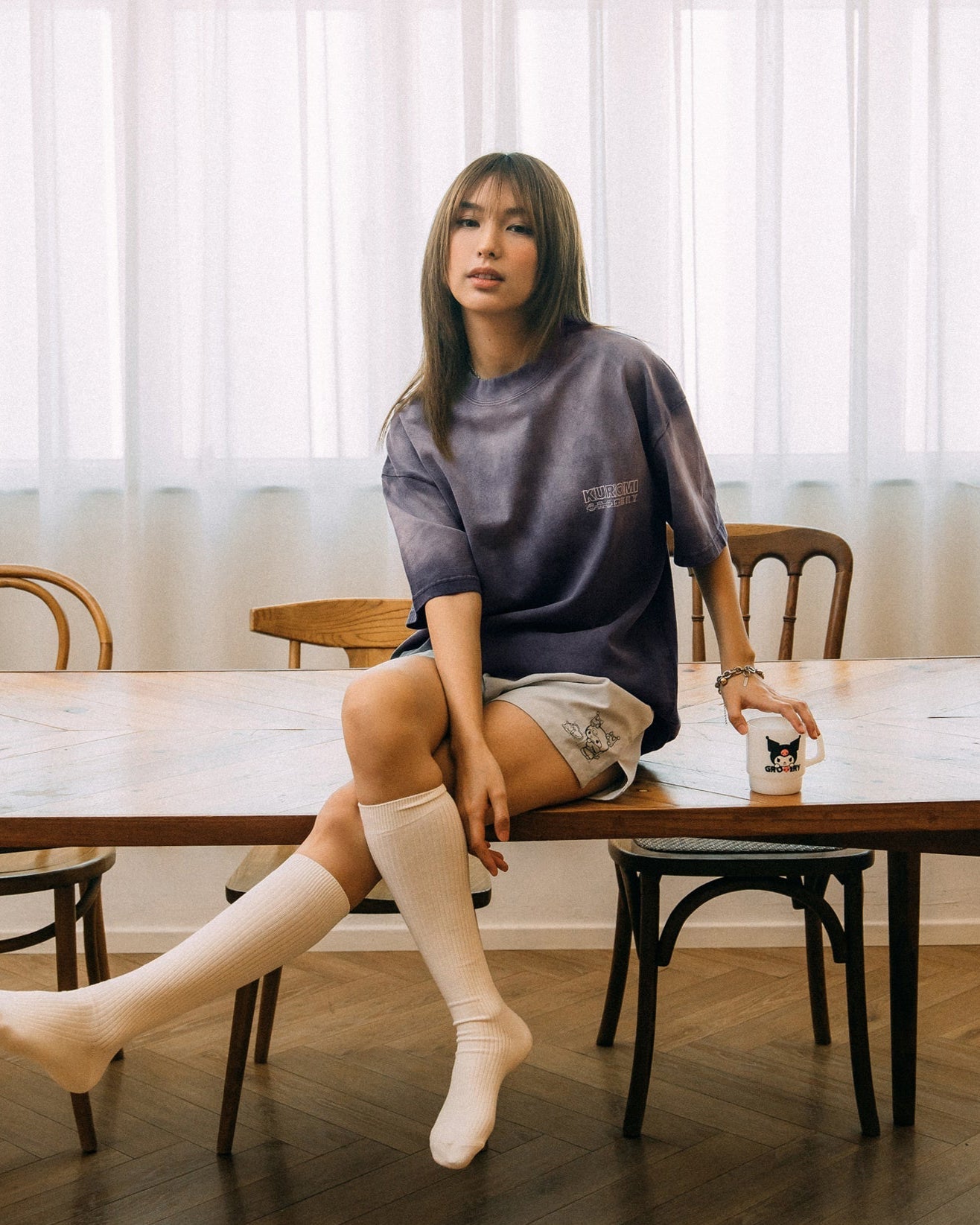 GROCERY | KUROMI SKETCH KUROMI WASHED GRAPHIC TEE/ FADED PURPLE - GROGROCERY