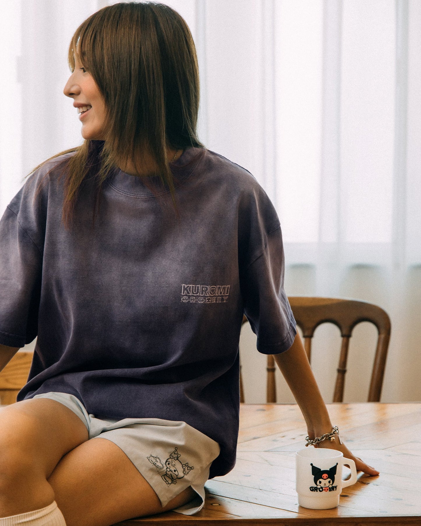 GROCERY | KUROMI SKETCH KUROMI WASHED GRAPHIC TEE/ FADED PURPLE - GROGROCERY