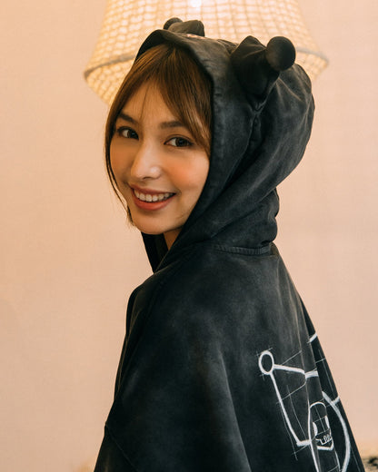 GROCERY | KUROMI SKETCH KUROMI WASHED GRAPHIC ZIP UP HOODIE/ WASHED BLACK - GROGROCERY