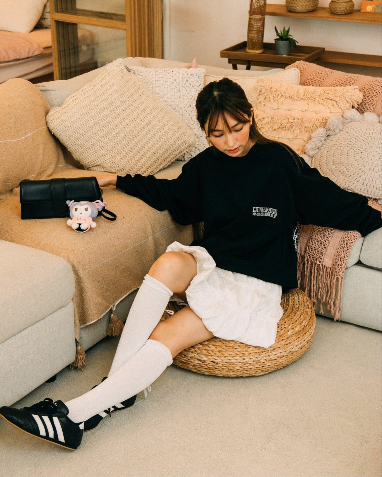 GROCERY | KUROMI SKETCH LOGO INVOICE LONG TOP/ BLACK - GROGROCERY