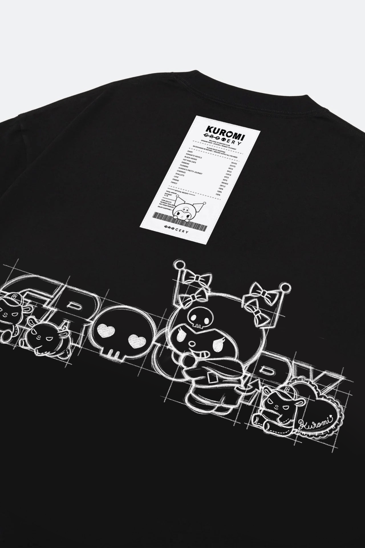 GROCERY | KUROMI SKETCH LOGO INVOICE LONG TOP/ BLACK - GROGROCERY