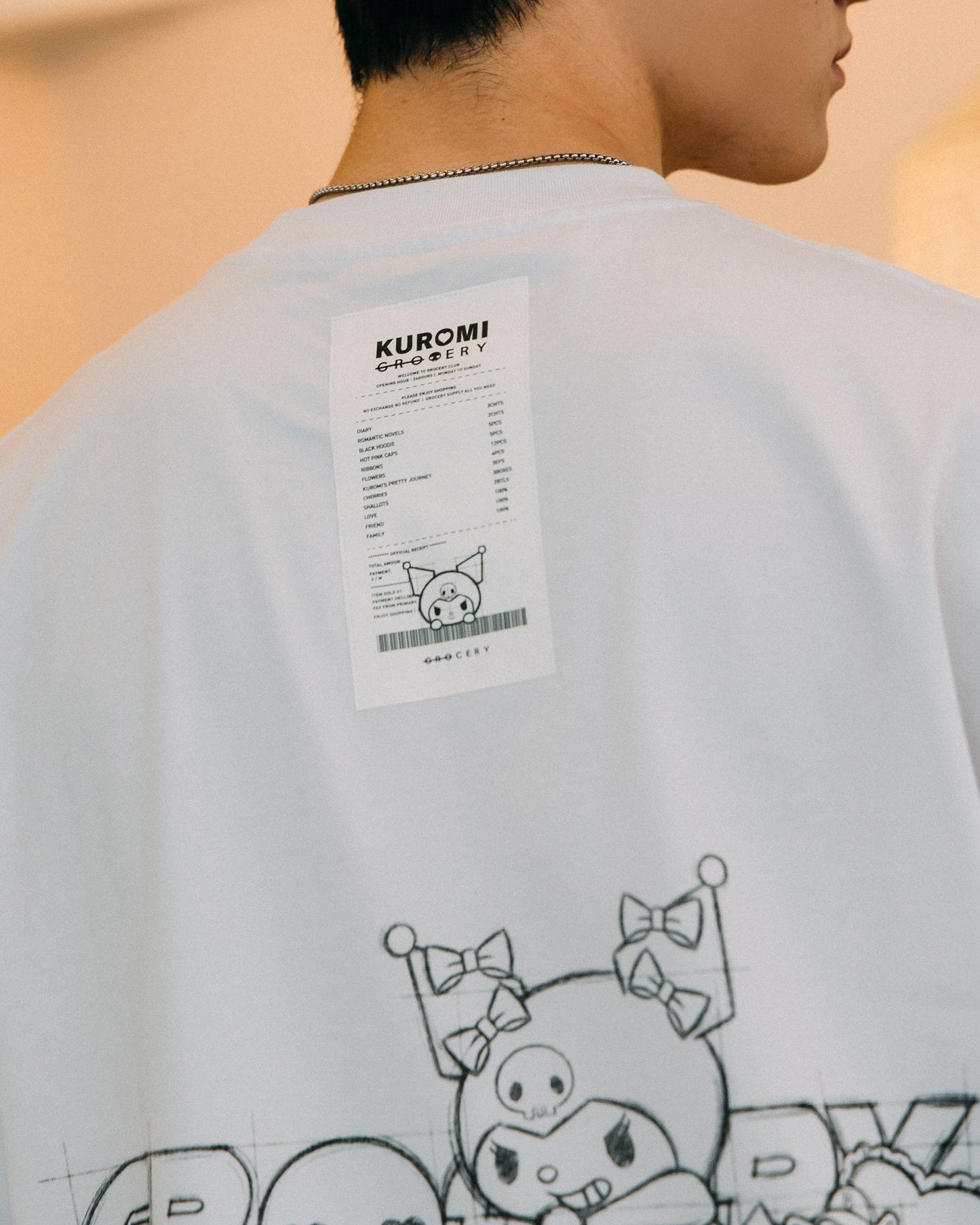 GROCERY | KUROMI SKETCH LOGO INVOICE TEE/ WHITE - GROGROCERY