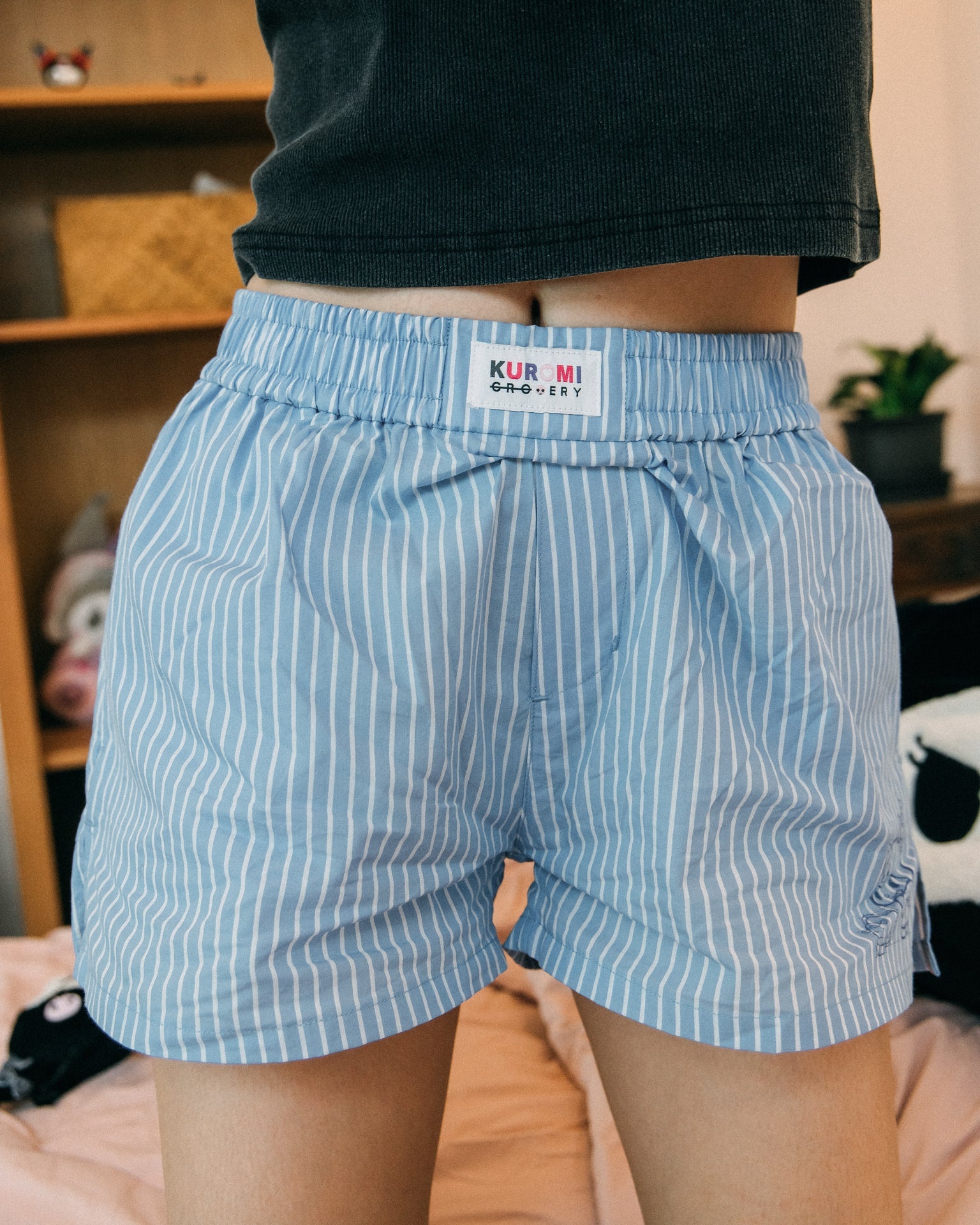 ⁠GROCERY | KUROMI STRIPE BOXER SHORTS/ BLUE - GROGROCERY