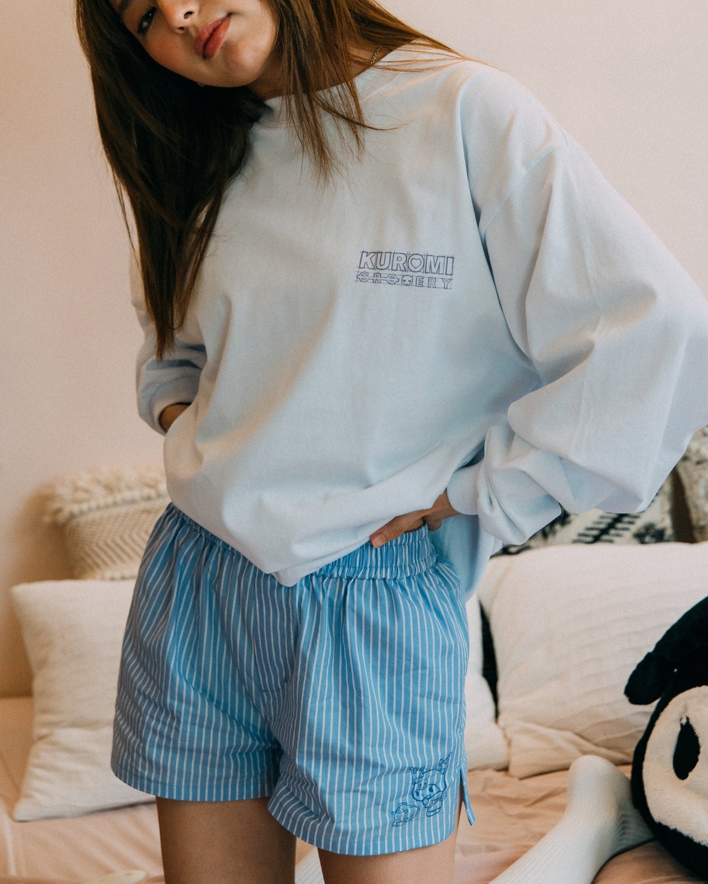 ⁠GROCERY | KUROMI STRIPE BOXER SHORTS/ BLUE - GROGROCERY