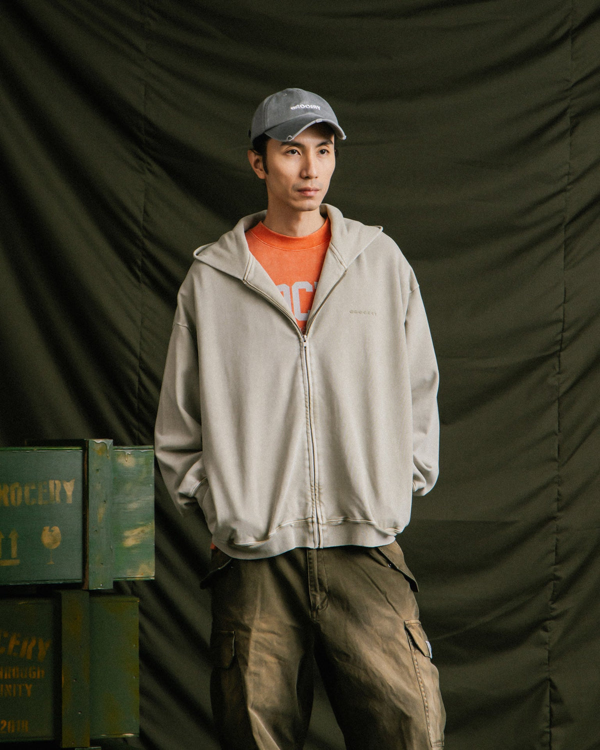 GROCERY LIGHT WASHED DISTRESSED CAP/ LIGHT GREY - GROGROCERY