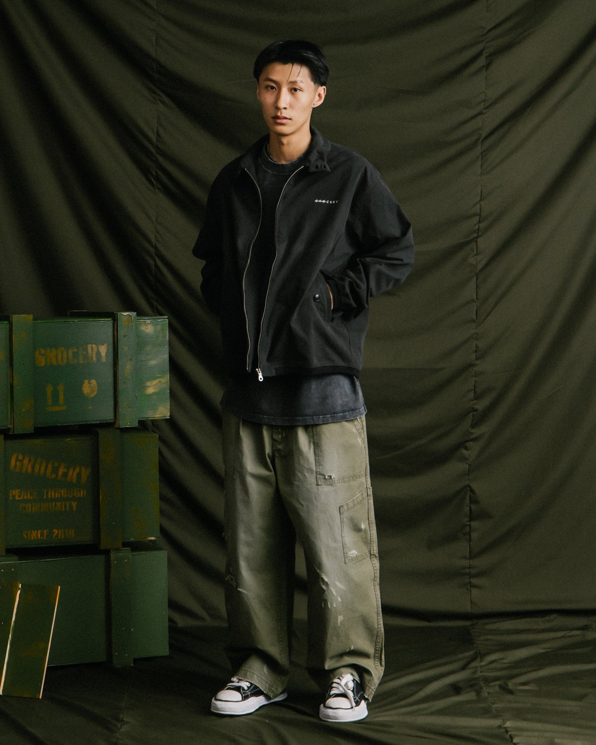 GROCERY LOGO BI-SWING JACKET/ BLACK - GROGROCERY