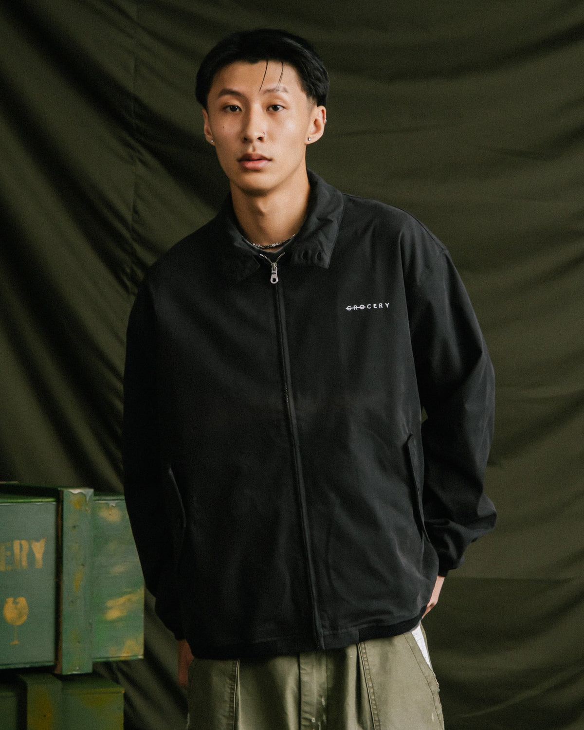 GROCERY LOGO BI-SWING JACKET/ BLACK - GROGROCERY