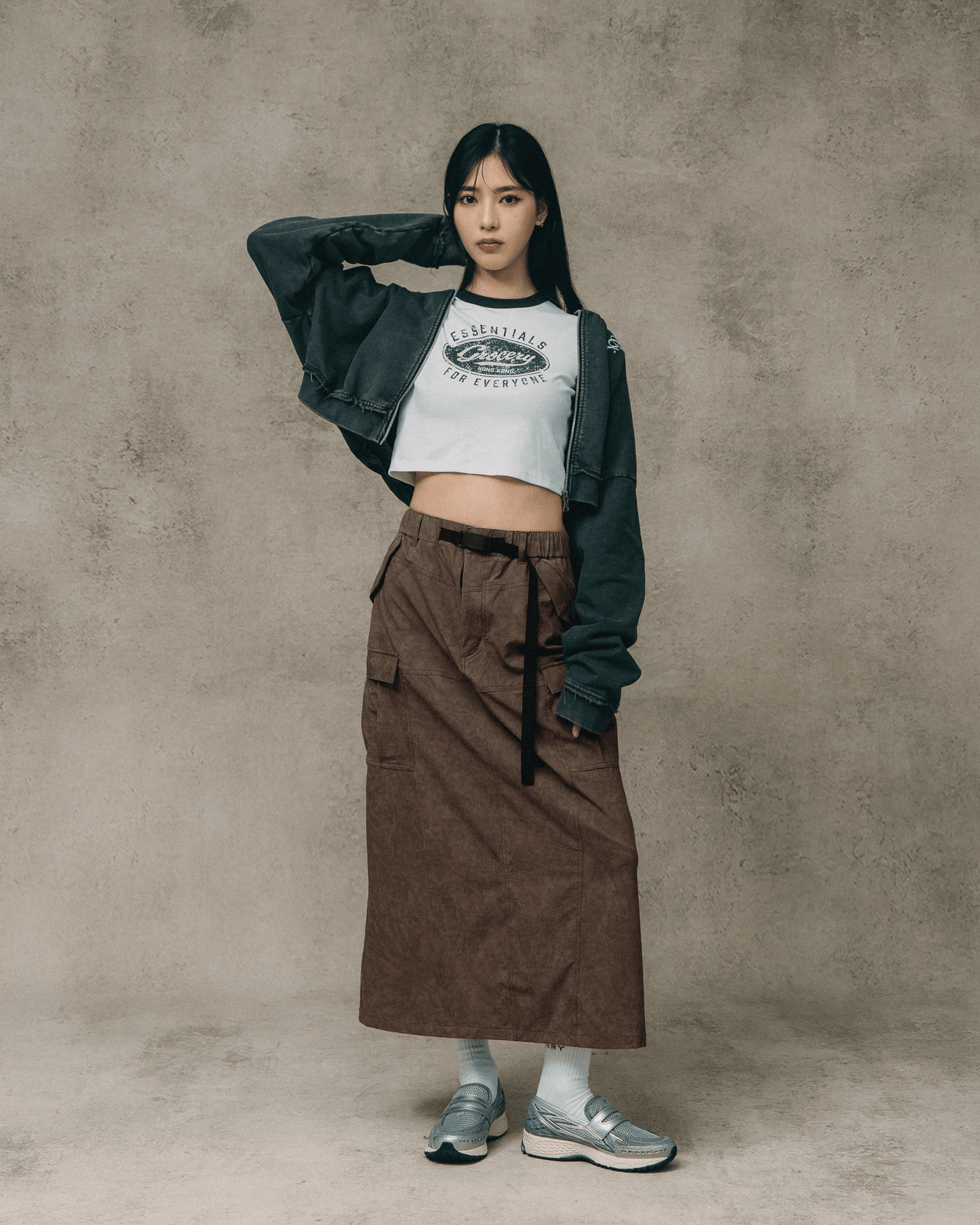 GROCERY LOGO CROPPED RINGER TEE/ WHITE - GROGROCERY