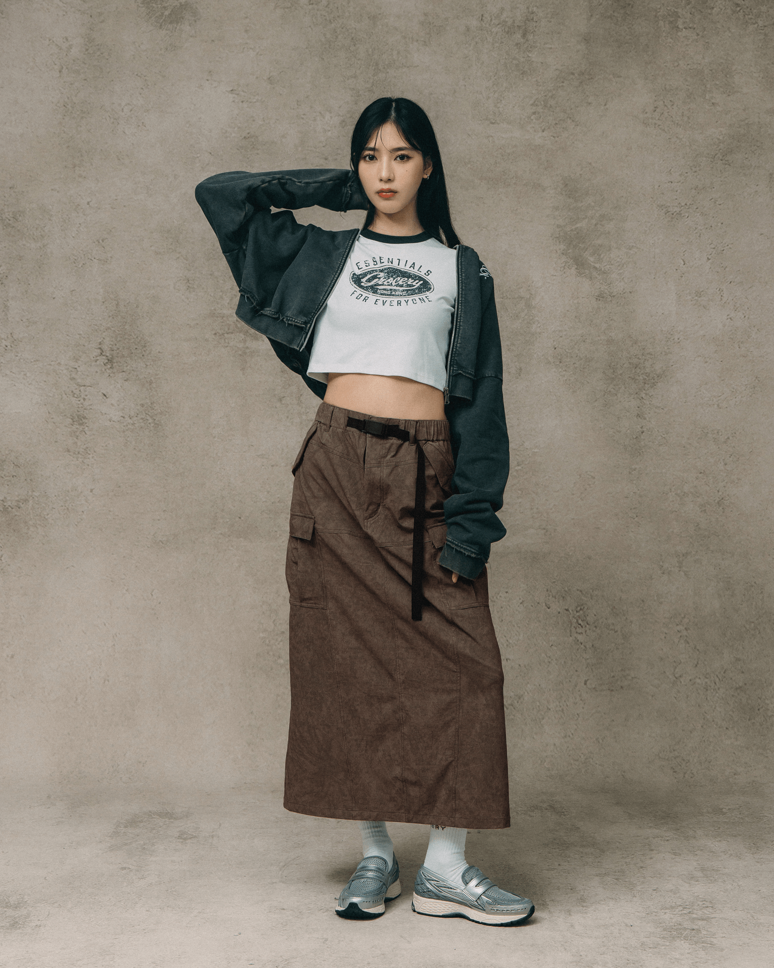 GROCERY LOGO CROPPED RINGER TEE/ WHITE - GROGROCERY