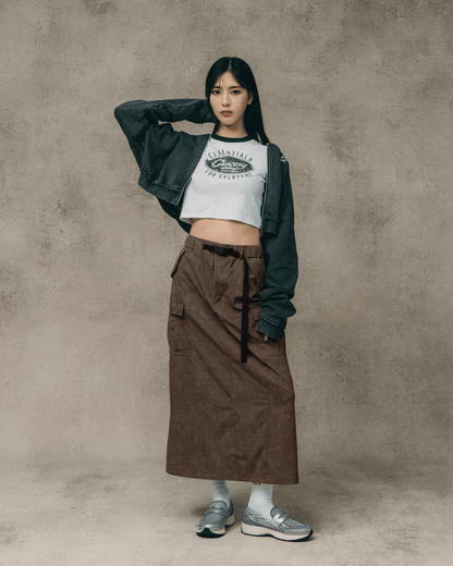 GROCERY LOGO CROPPED RINGER TEE/ WHITE - GROGROCERY