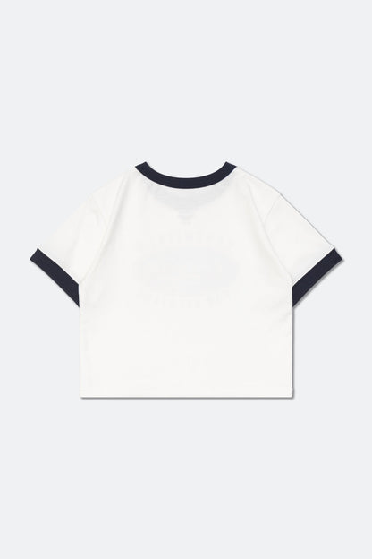 GROCERY LOGO CROPPED RINGER TEE/ WHITE - GROGROCERY