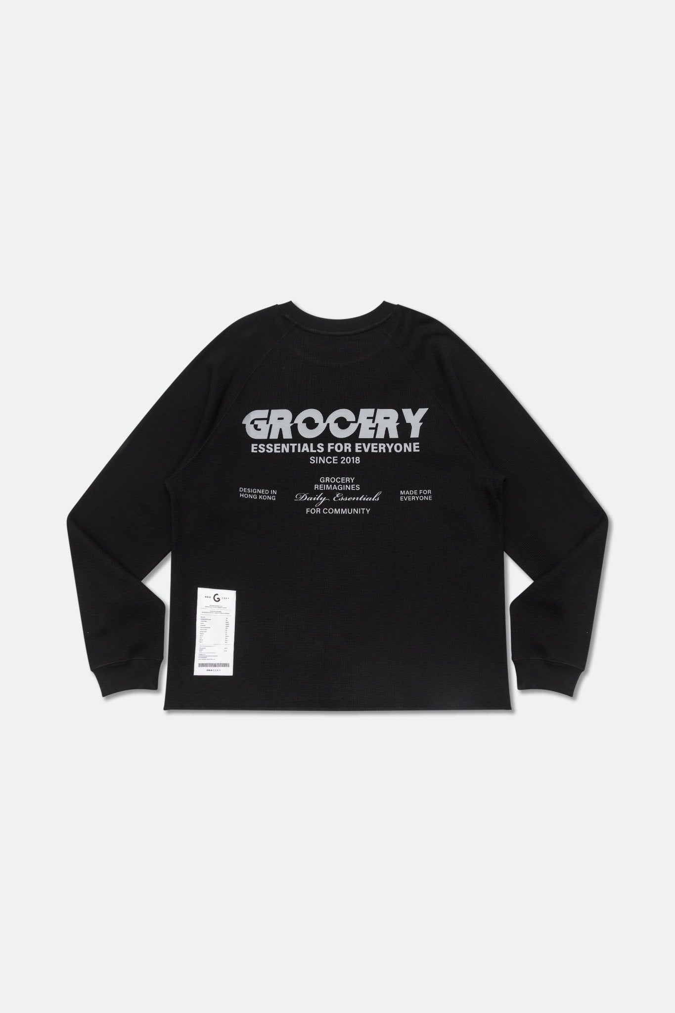 GROCERY LOGO WAFFLE LONG TOP/ BLACK - GROGROCERY