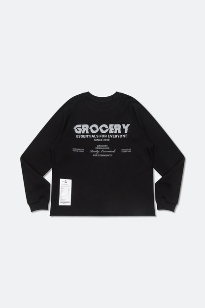 GROCERY LOGO WAFFLE LONG TOP/ BLACK - GROGROCERY