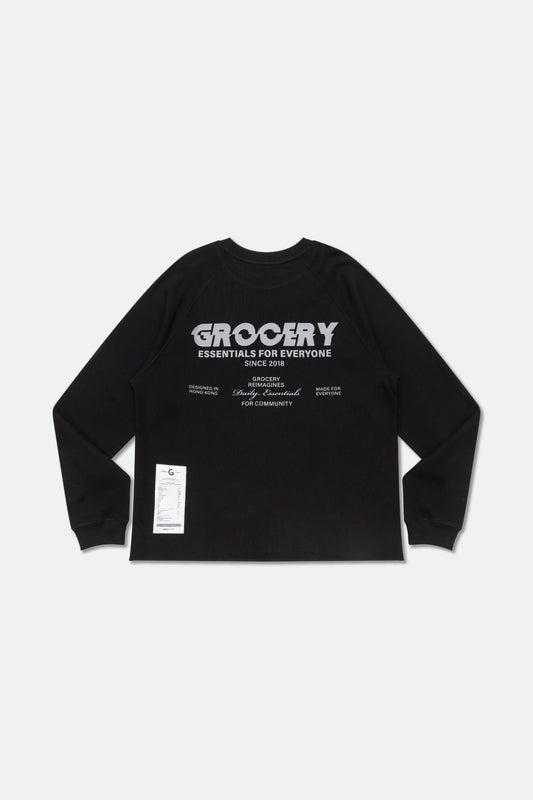 GROCERY LOGO WAFFLE LONG TOP/ BLACK - GROGROCERY