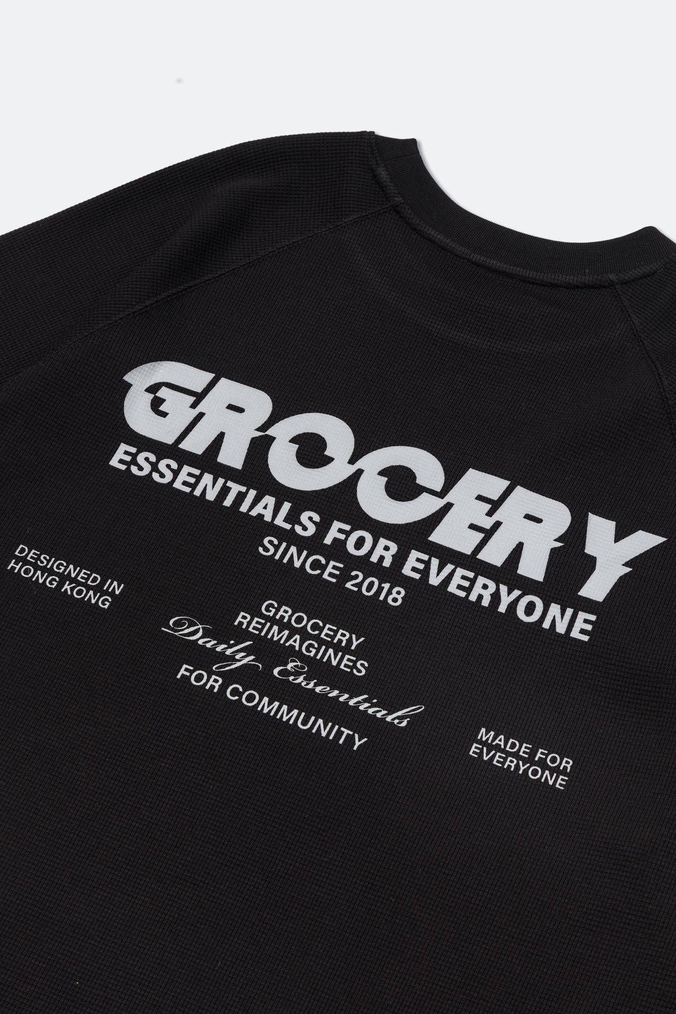 GROCERY LOGO WAFFLE LONG TOP/ BLACK - GROGROCERY