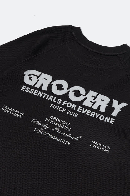 GROCERY LOGO WAFFLE LONG TOP/ BLACK - GROGROCERY